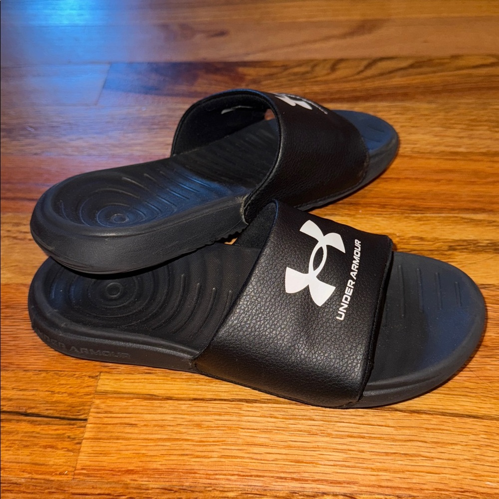 Under Armour Black Slide Sandals with Logo
